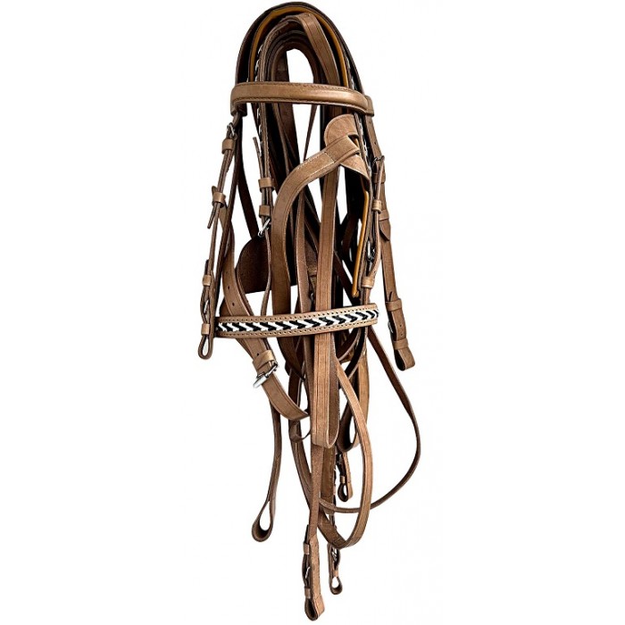 Premium Polo Gag Bridle - Braided Tan