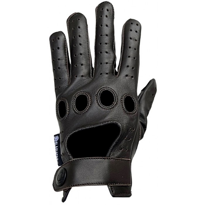 Designer Reverse Stitched Driving Gloves - Brown