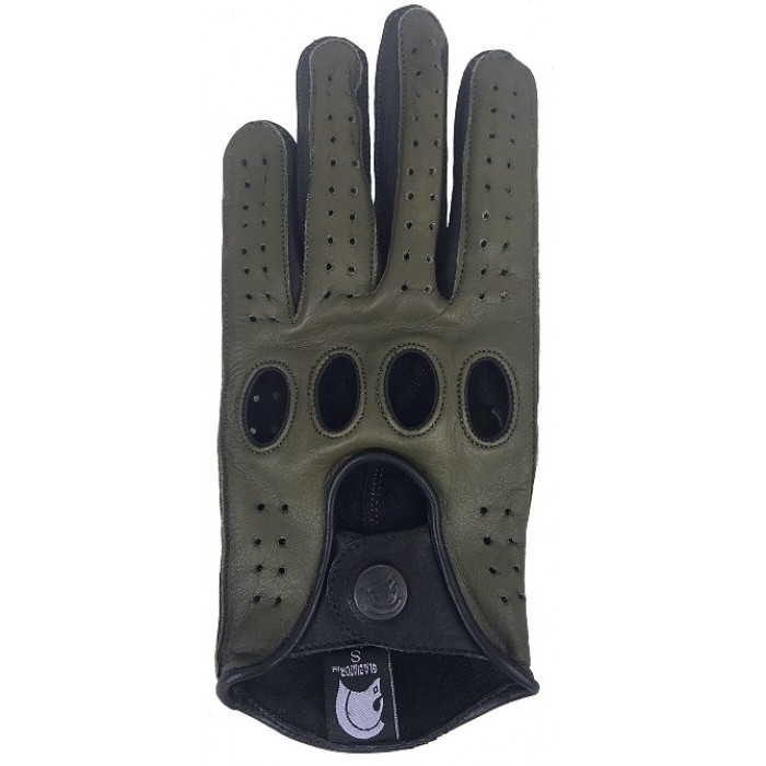 Designer Reverse Stitched Driving Gloves - Army Green