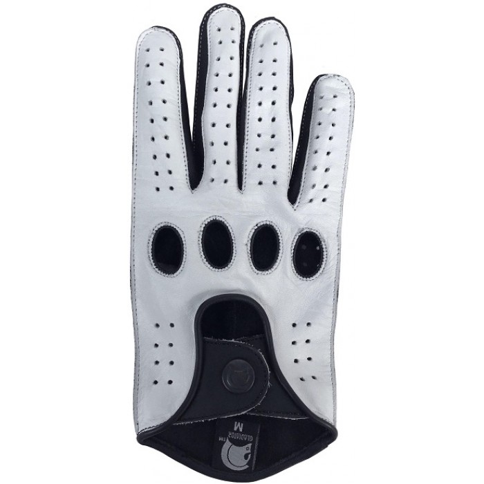 Designer Reverse Stitched Driving Gloves - White