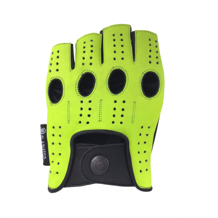 Designer Driving Gloves Fingerless - Neon Green