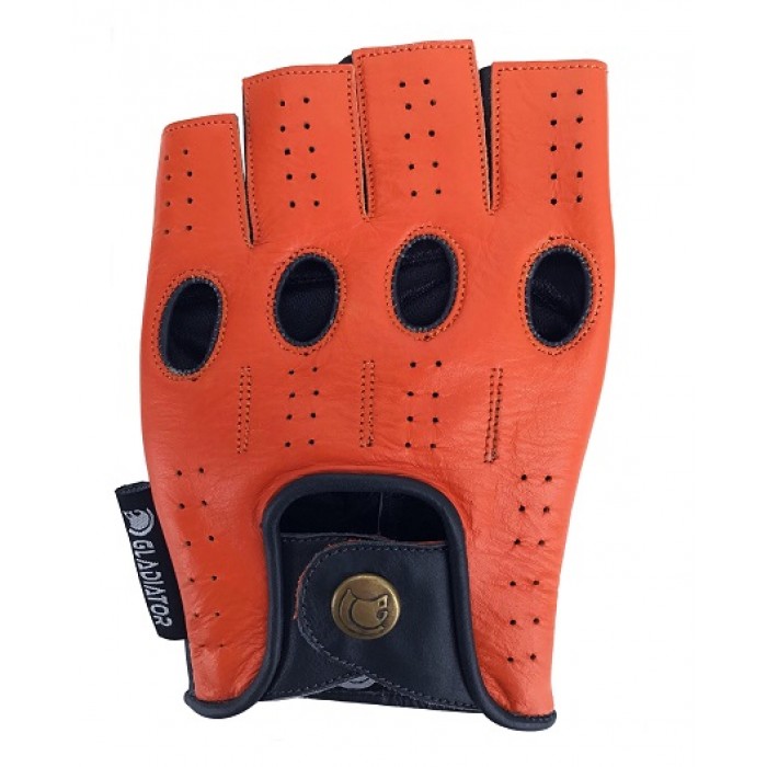 Designer Driving Gloves Fingerless - Orange