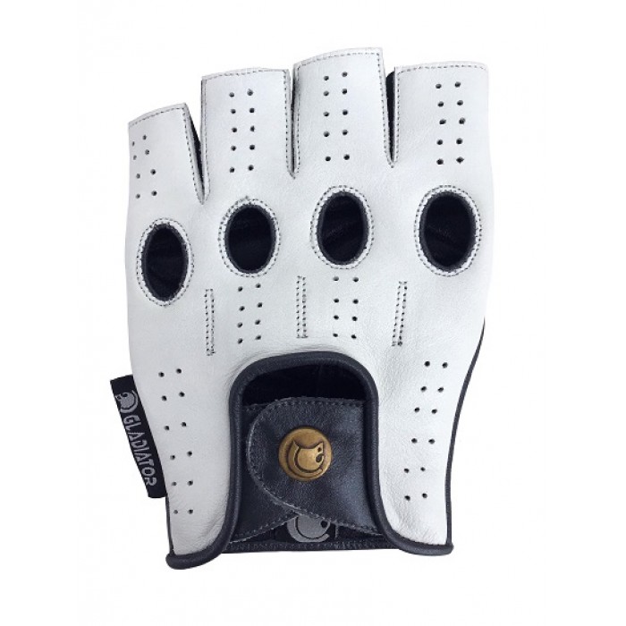 Designer Driving Gloves Fingerless - White