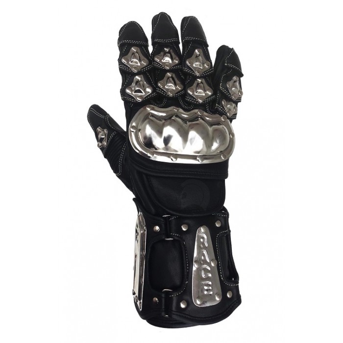 Stainless Steel Gauntlet Leather Gloves 