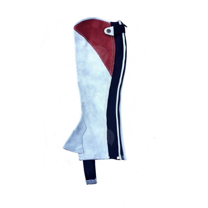 Half Chaps Gray Suede Red Top